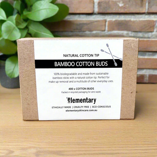 Eco-Friendly and Zero Waste, these cotton tips are made from sustainable bamboo and natural cotton fibre. 
Elementary Skin Care, Melbourne