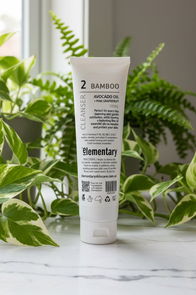 Green Tea infused Facial Cleanser with gentle Bamboo exfoliant 200ml by Elementary Skin Care