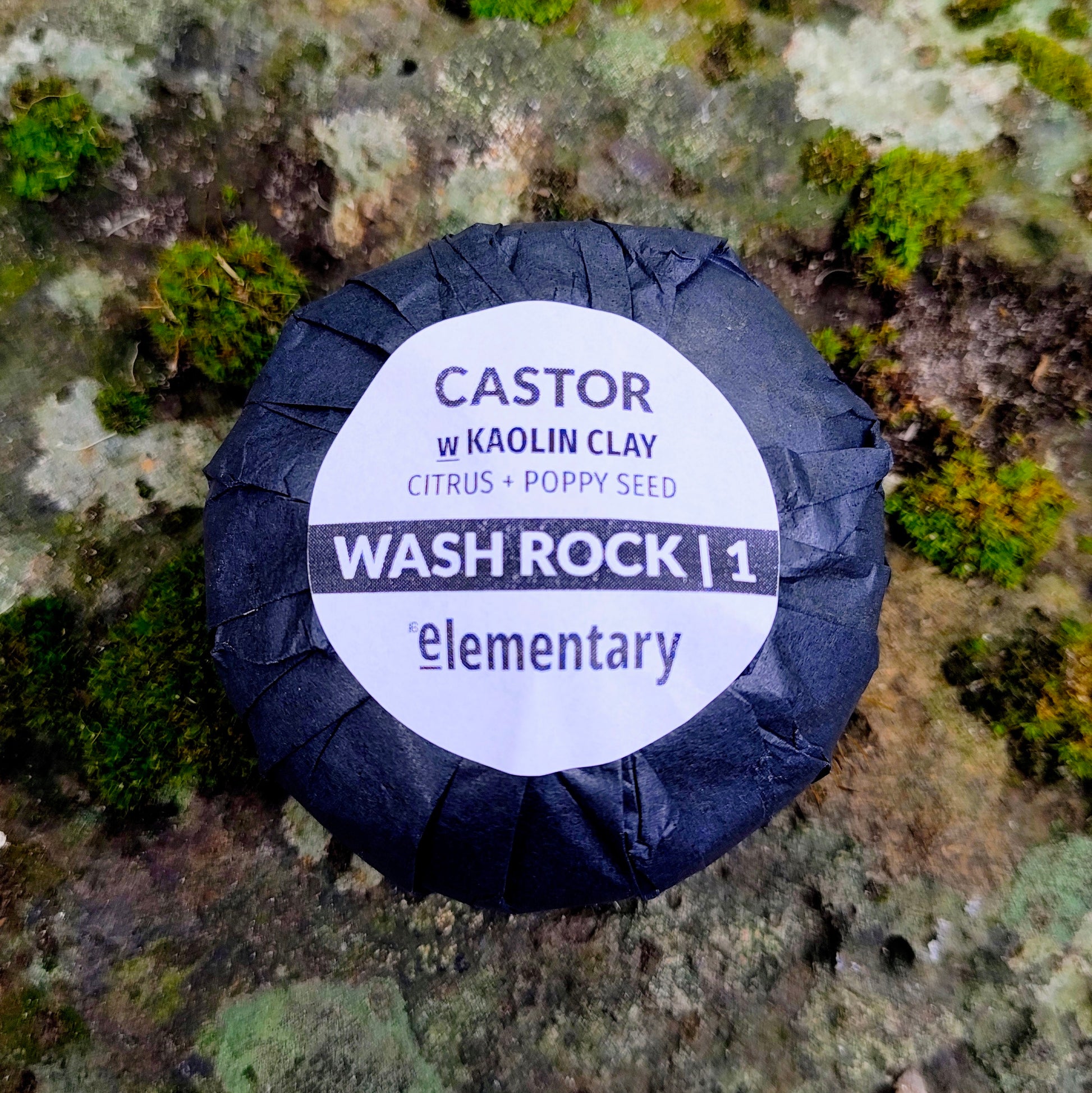 Elementary Wash Rock - Castor Oil & Poppy Seed Packaging