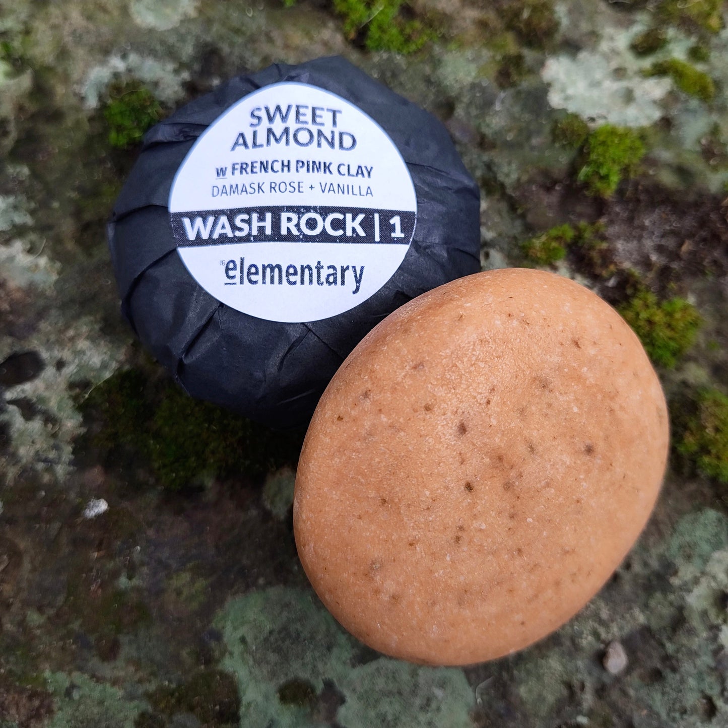 Elementary Wash Rock, Sweet Almond w French Clay, Damask Rose & Vanilla