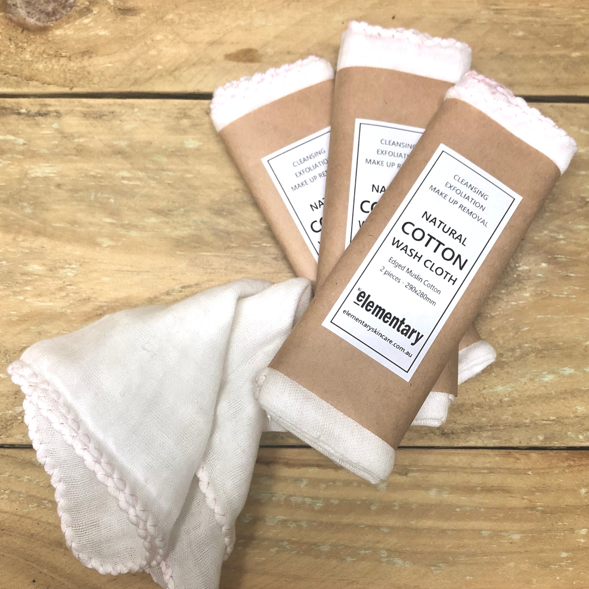 WASH CLOTH | Natural Muslin Cotton (2/pack) - KISS Skin Care | Australia, Bath & Shower Products