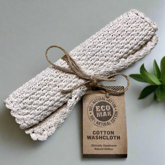 Eco-Friendy Crocheted Cotton Wash Cloth by Elementary Skin Care and Eco-Max, Melbourne