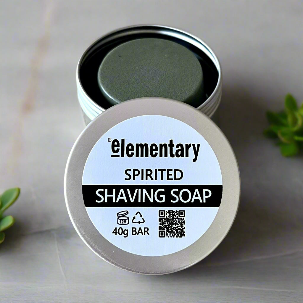 Elementary Solid Shaving Soap Bars are Silky smooth and lather generously with a fresh spicy unisex citrus fragrance. Handmade using all natural ingredients.