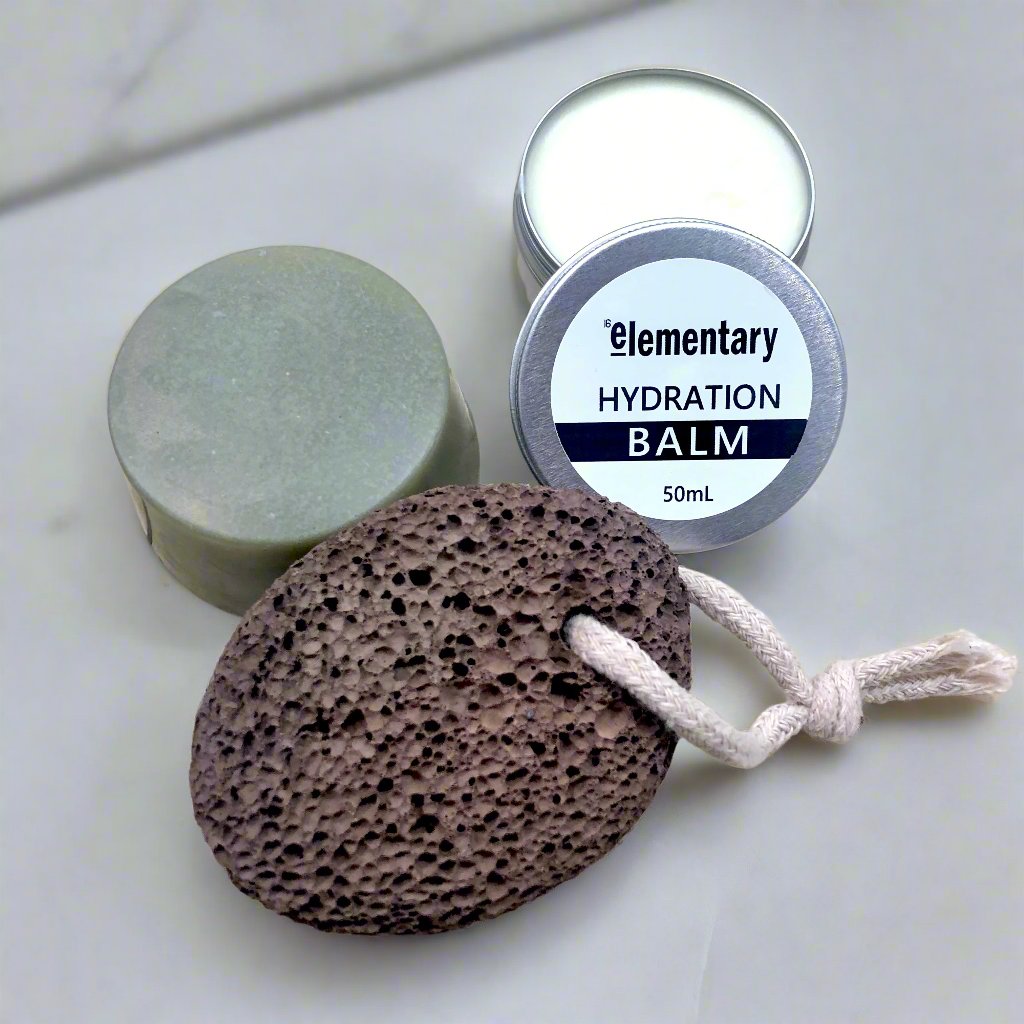 Natural Volcanic Pumice Stone for scrubbing feet and exfoliating dry skin.
Zero-Waste & Plastic Free
Elementary Skin Care, Melbourne